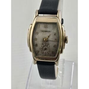 Vintage 40s Mens Benrus Swiss 10k RGP 15 Jewel Small Second Manual Wind BB3 Runs